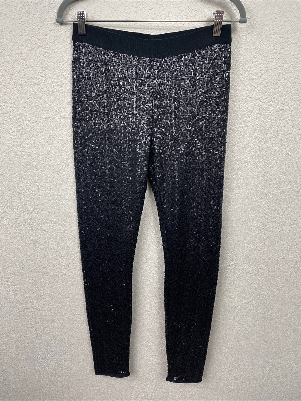 Bisou Bisou Michele Bohbot Black Sequin Leggings Pants Sz M